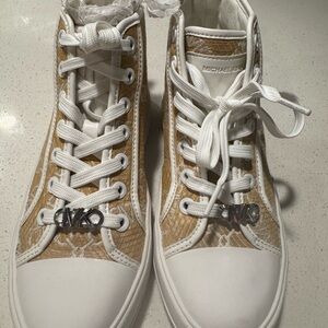 Michael Kors White and Tan High-Top Sneakers brand new